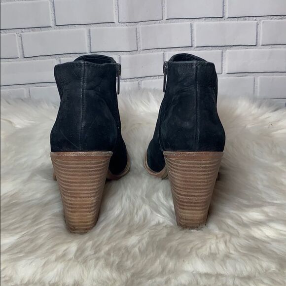 Vince Camuto Katleen Black Suede Peep Toe Bootie - Picture 3 of 6